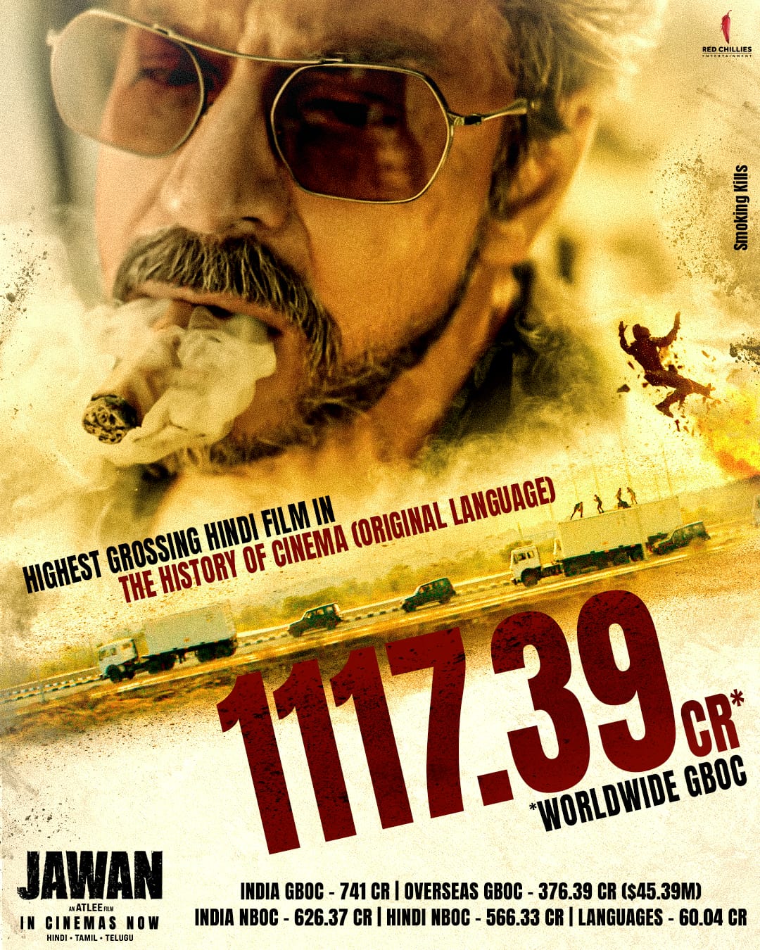 ’ஜவான்’உலகளவில் 1117.36 கோடி வசூல் சாதனையை நிகழ்த்தியுள்ளது.!