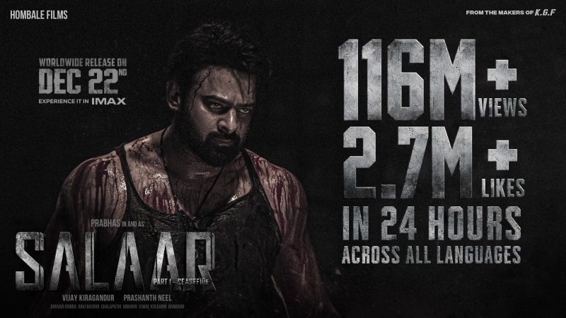 100மில்லியன் பாரவையாளர்களை கடந்து ’சலார் ’ ட்ரெய்லர் சாதனை!