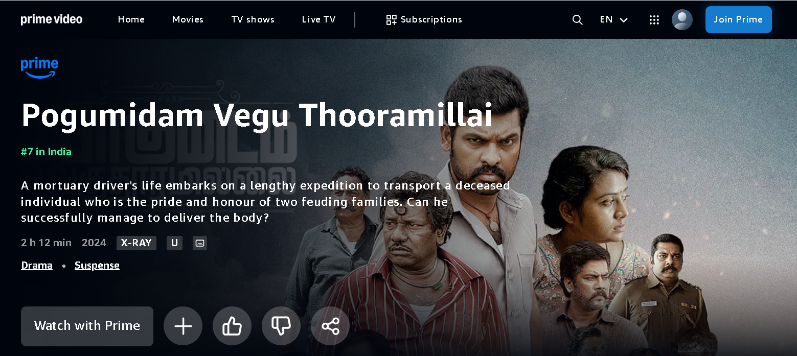  “போகுமிடம் வெகு தூரமில்லை”:  அமேசான் ப்ரைம் ஓடிடி தளத்தில், 700000000  பார்வை நிமிடங்களைக் கடந்து, சாதனை!