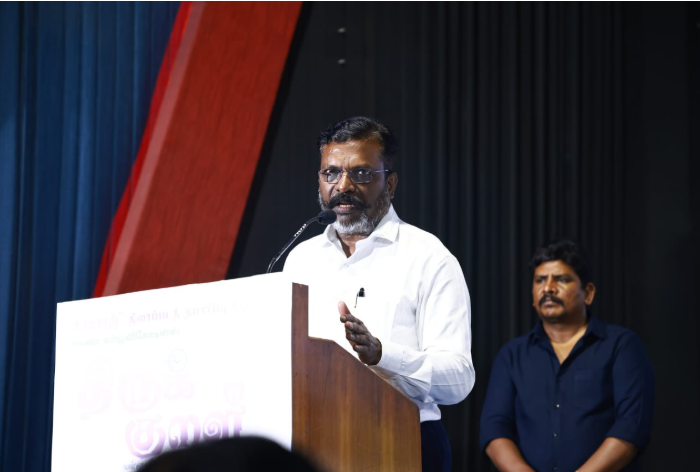 “தமிழிலிருந்து தான் கன்னடம் தோன்றியது என்ற கருத்தை அவர்களால் ஏற்க முடியவில்லை.!” :’திருக்குறள்’ பட விழாவில் தொல்.திருமாவளவன் விளக்கம்